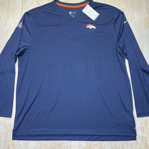NEW 3XL Denver Broncos Nike 2022 Sideline Coach Chevron Lock Up Shirt - Picture 1 of 11